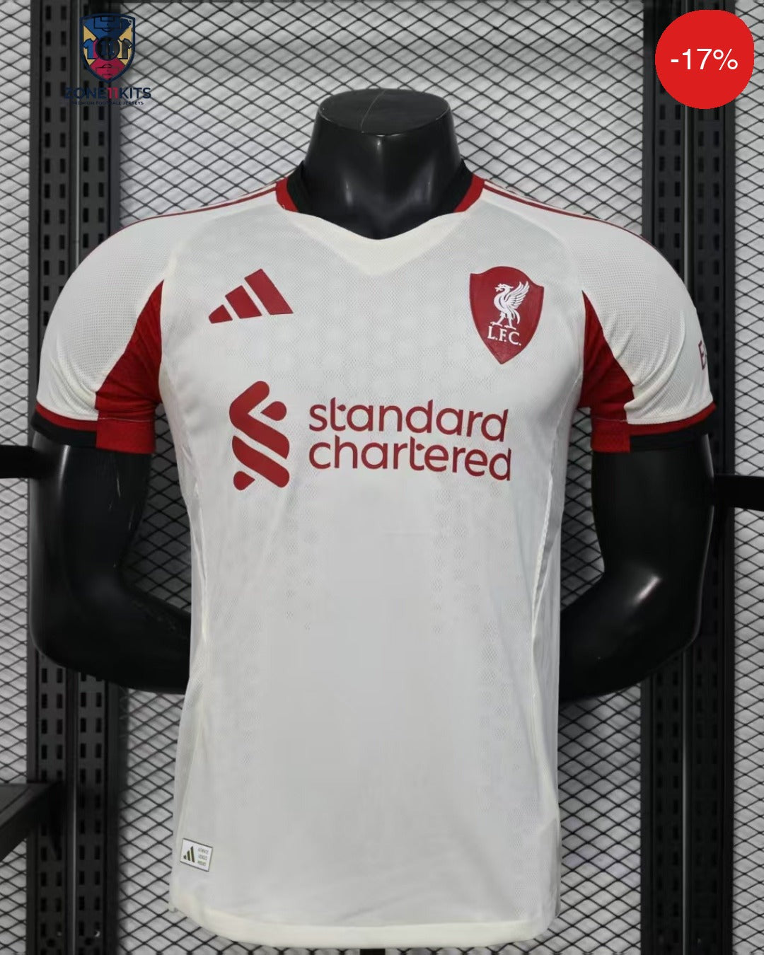 Liverpool Away Kit 2025/26 | Adidas Wonder White Anfield Shield | Pro Version — Maillot Football Maroc | Football Kit Morocco | قميص كرة القدم المغرب