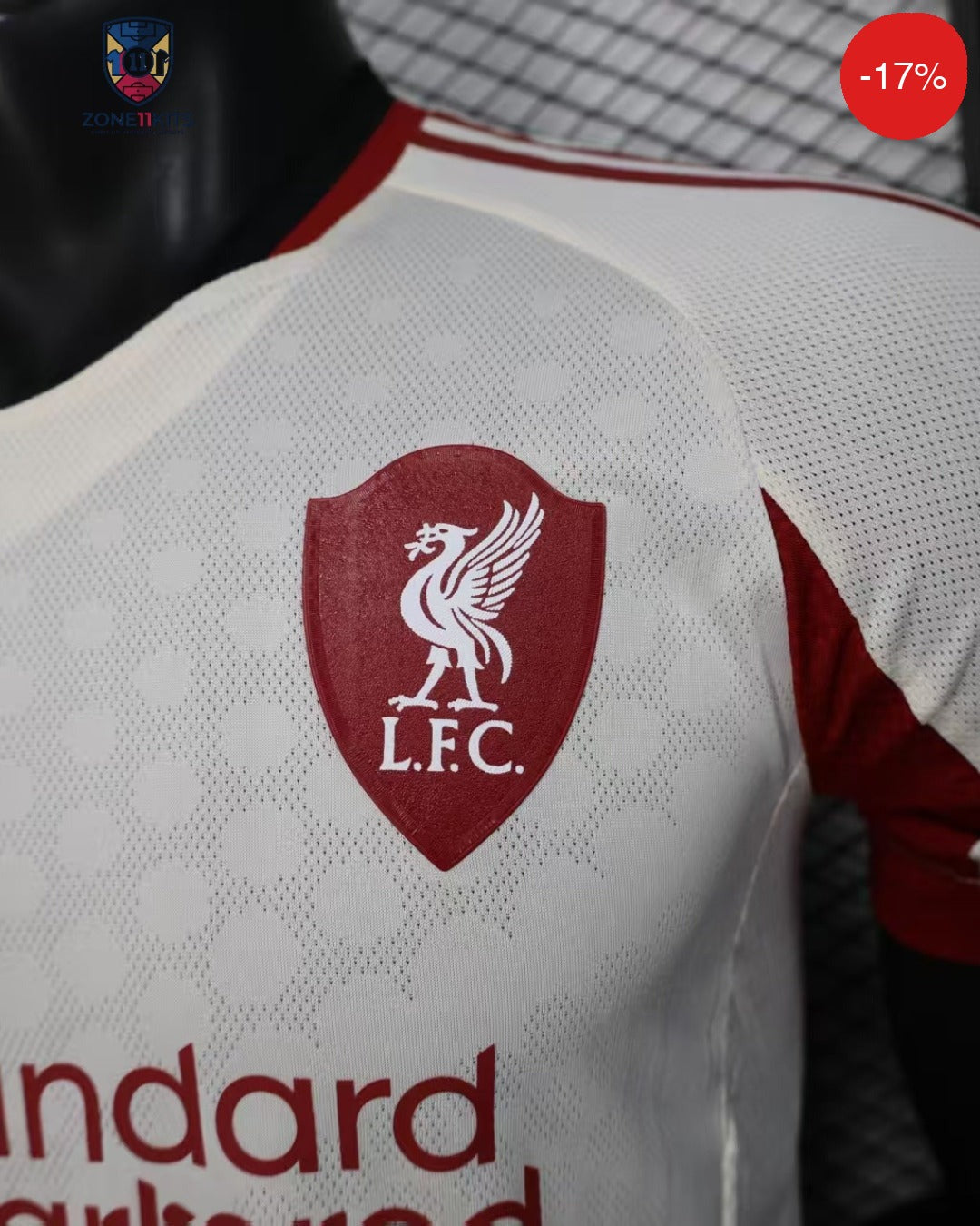 Liverpool Away Kit 2025/26 | Adidas Wonder White Anfield Shield | Pro Version — Zone11Kits Maroc | Player Version Jersey | مغرب