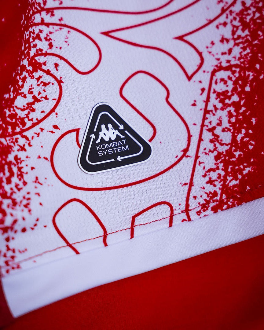 Maillot Wydad WAC Rouge Kappa - Détail logo 3D silicone
